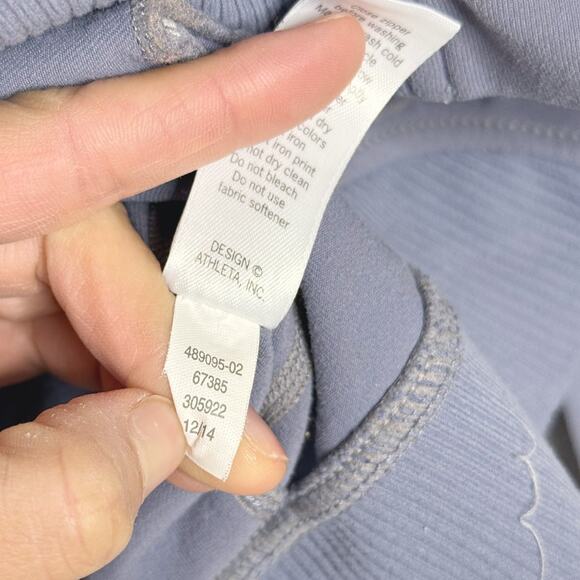 Athleta XSmall XS Light Purple Gray Bombtastic Knit Bomber Jacket Stretch Nylon - Picture 9 of 10